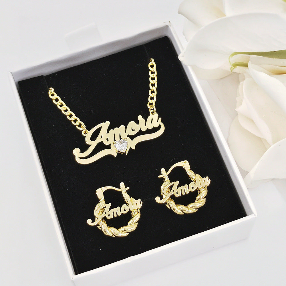 Customizable Heart Gem Jewelry Set