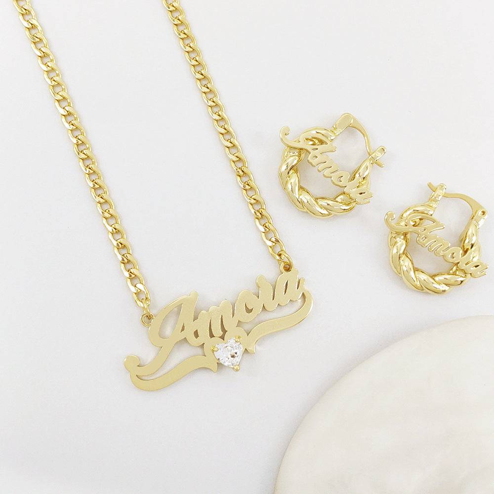 Customizable Heart Gem Jewelry Set